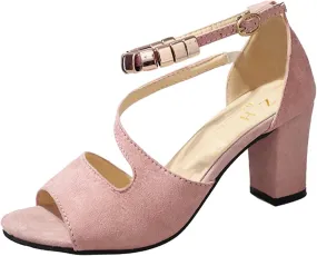 Women's Platform Heels,Open Toe Chunky Block Heeled Sandals with Ankle Strap Dressy High Heel Womens Open for Women Summer Fish Mouth Comfortable Beaded Party Dress Sandal Wedding Shoes For Bride