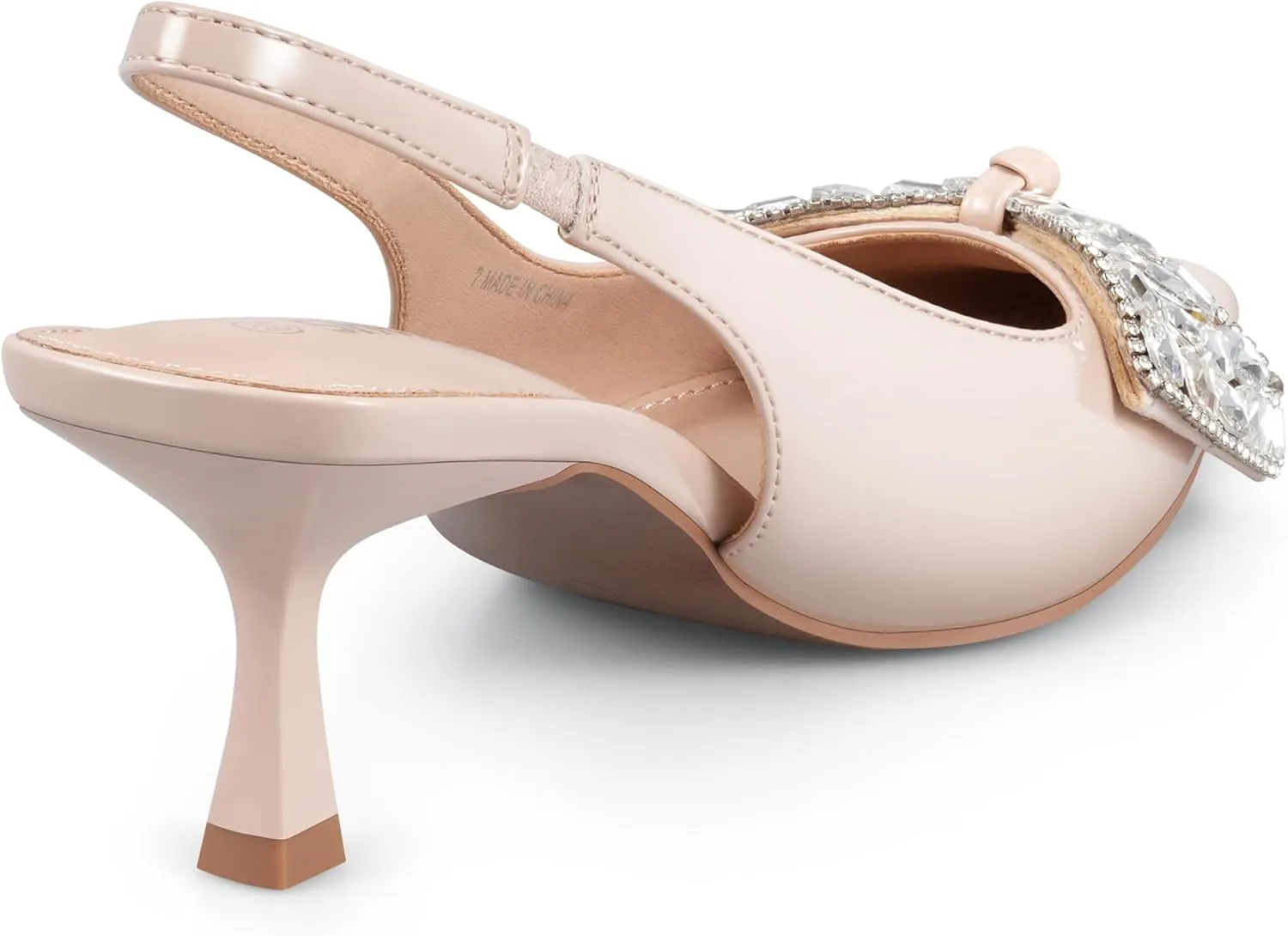 Women's Slingback Kitten Heels with Bow 2.4-Inch Low Heels Closed Pointed Toe Pump Dress Shoes