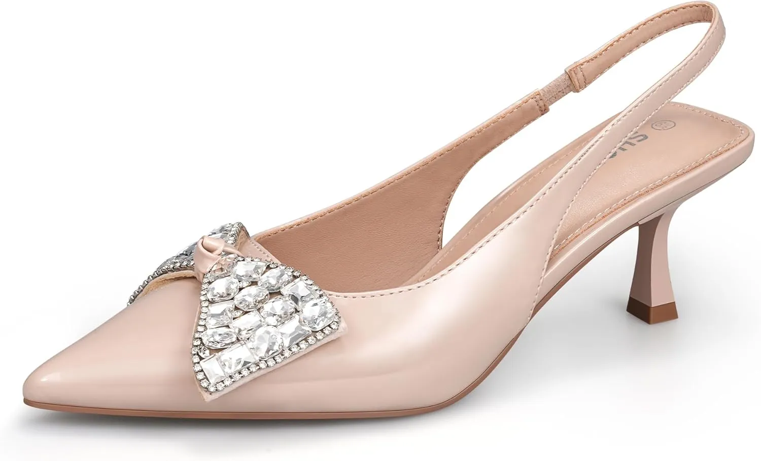 Women's Slingback Kitten Heels with Bow 2.4-Inch Low Heels Closed Pointed Toe Pump Dress Shoes
