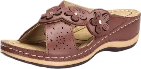 Women's Slippers Summer Orthopedic Wedge Sandals with Arch Support Fashion Cross Belt Flowers Walking Slippers Comfort Soft Cushion Walking Shower Shoes Casual & Dressy Summer Shoes