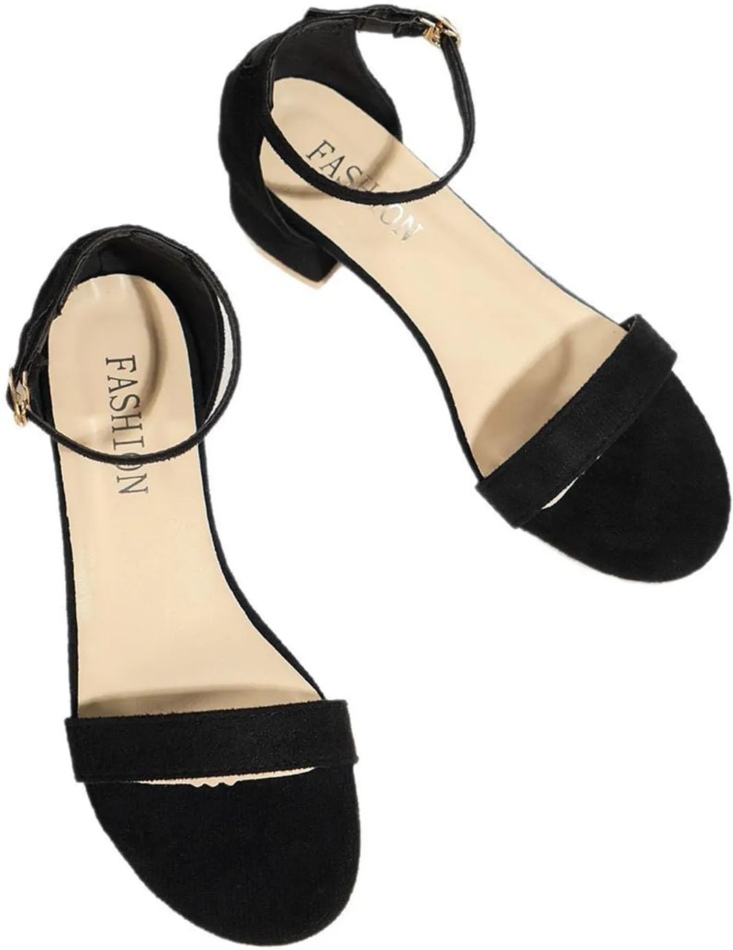 Womens Strappy Chunky Block Low Heeled Sandals Open Toe Adjustable Buckle Ankle Strap Arch Fit Shoes Party Dance