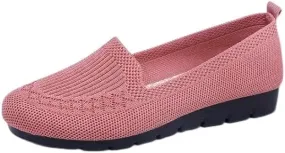 Women's Trendy Solid Color Mesh Breathable Loafers Shoes, Flat Slip On Comfortable Flying Woven Shoes, Casual Versatile Wear Resistance Walking Shoes Mama Shoes